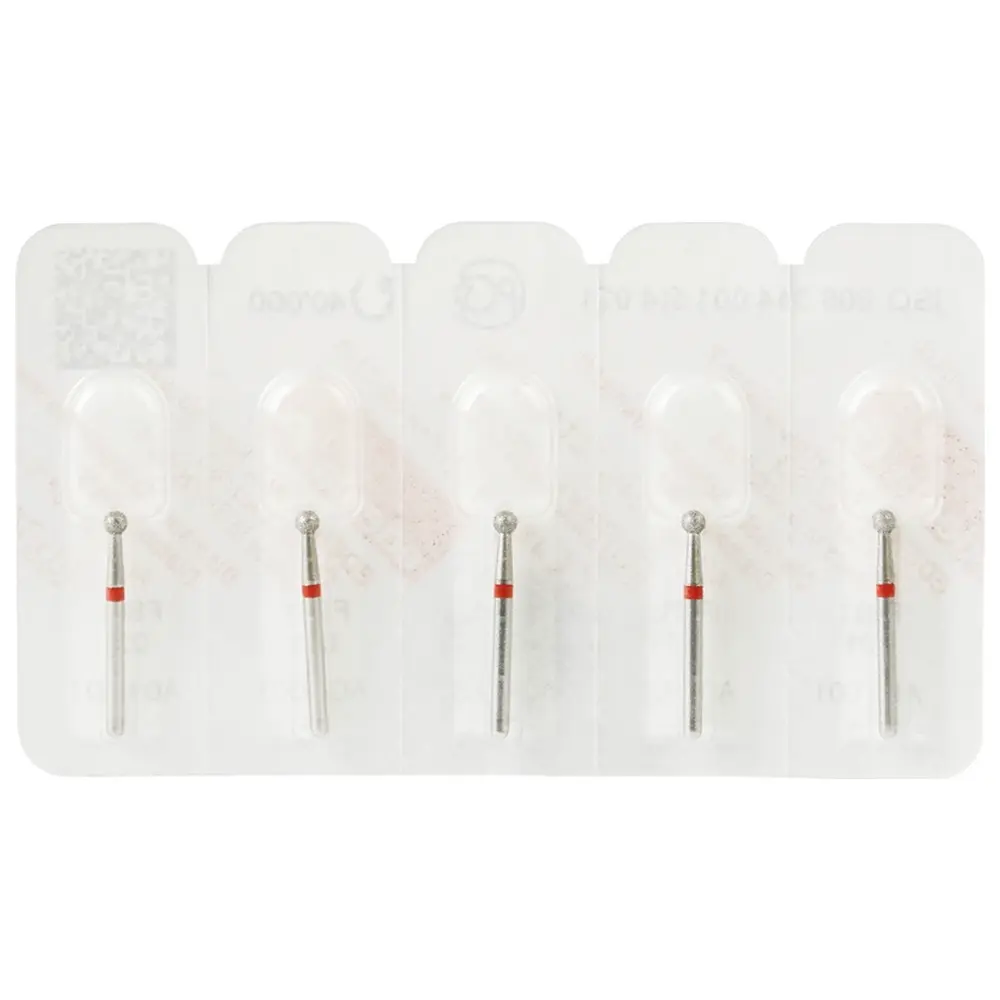 Edenta Diamanten 801 - Packung 5 Stück rot fein, FG, Figur 001 Kugel, ISO 021