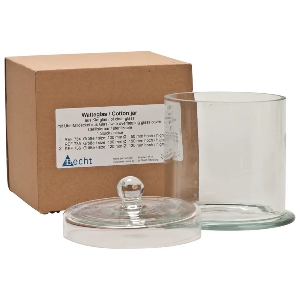 Becht Wattegläser - Stück mit Überfalldeckel aus Glas Ø 120 mm, 120 mm hoch