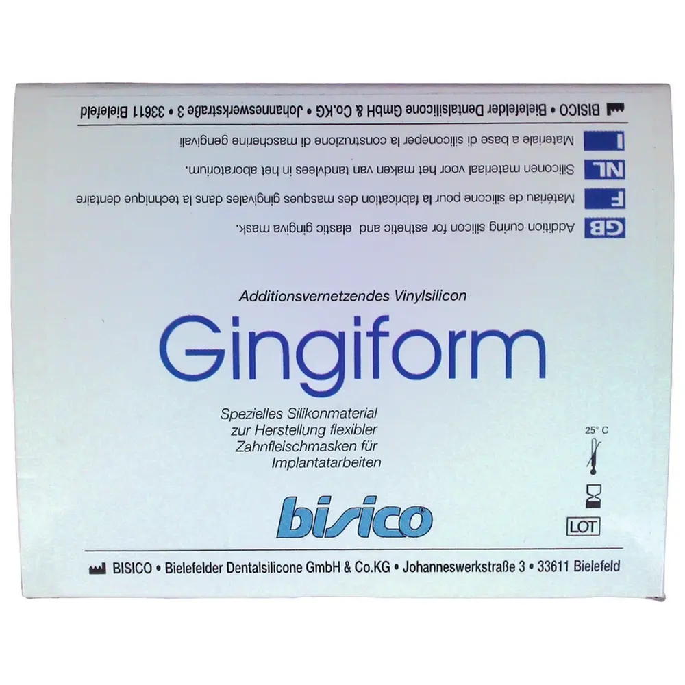 bisico Gingiform - Packung 50 ml Doppelkartusche heavy, rosa, 6 Mischer hellblau, spitz