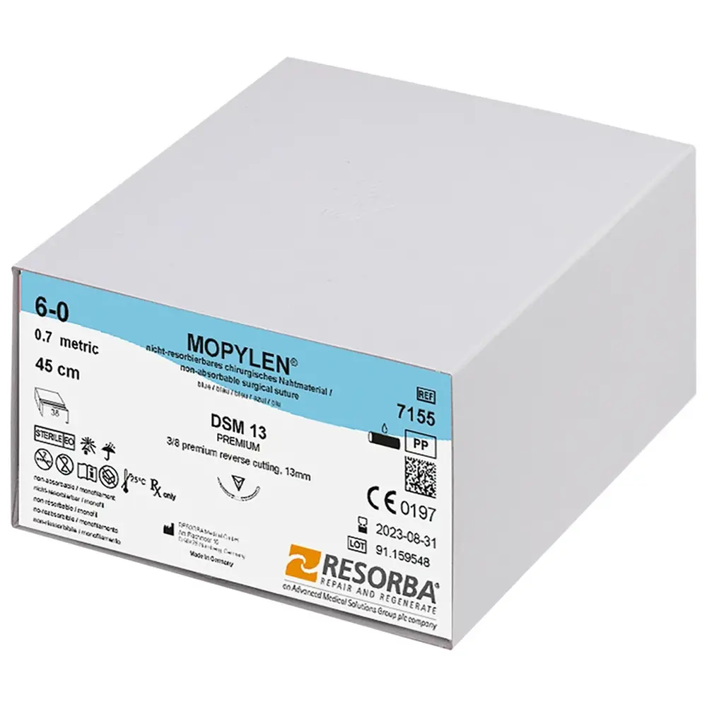 Resorba Medical MOPYLEN® - Packung 36 Stück, blau, 45 cm, DSM 13, USP 6/0