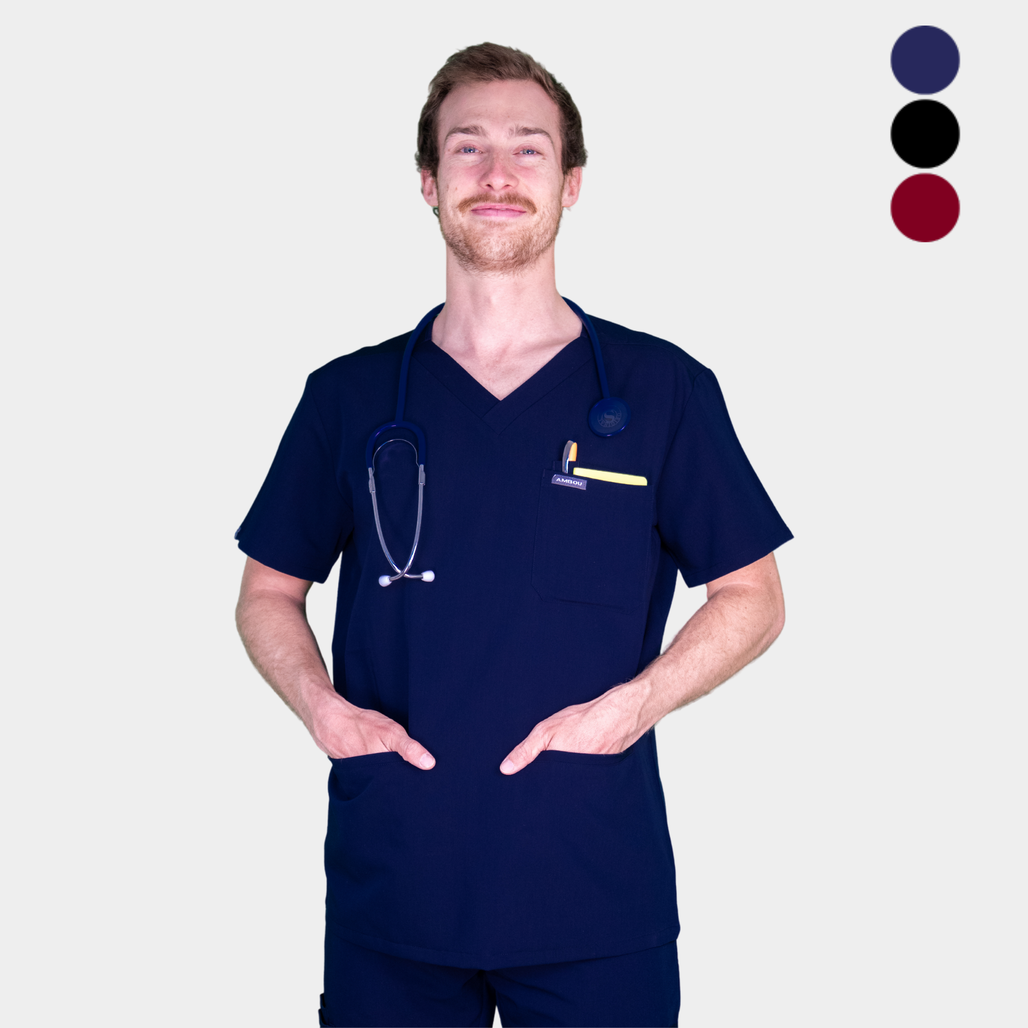 Ares GuardShield Kasack – Herren Top, Navy, Größe L, tailliert, mit doppelter Brusttasche, AMBOUx Technologie
