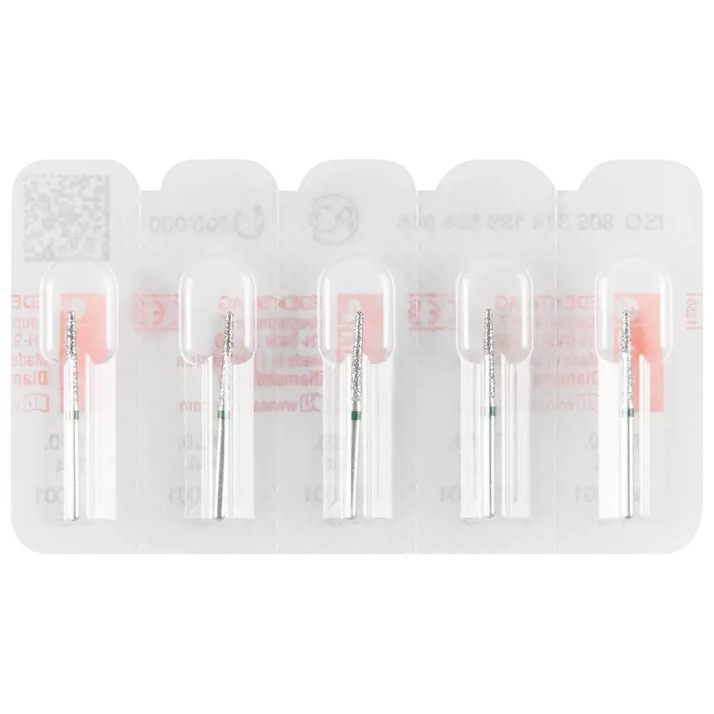 Edenta Diamanten 850 - Packung 5 Stück grün grob, FG, Figur 199 Konus rund, 10 mm, ISO 014