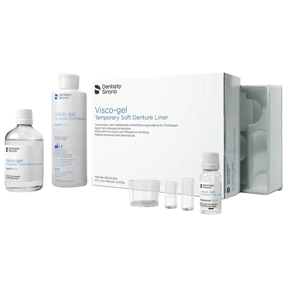 Dentsply Sirona Visco-gel - Standardpackung 120 g Pulver, 90 ml Flüssigkeit, 15 ml Isolierung, Zubehör