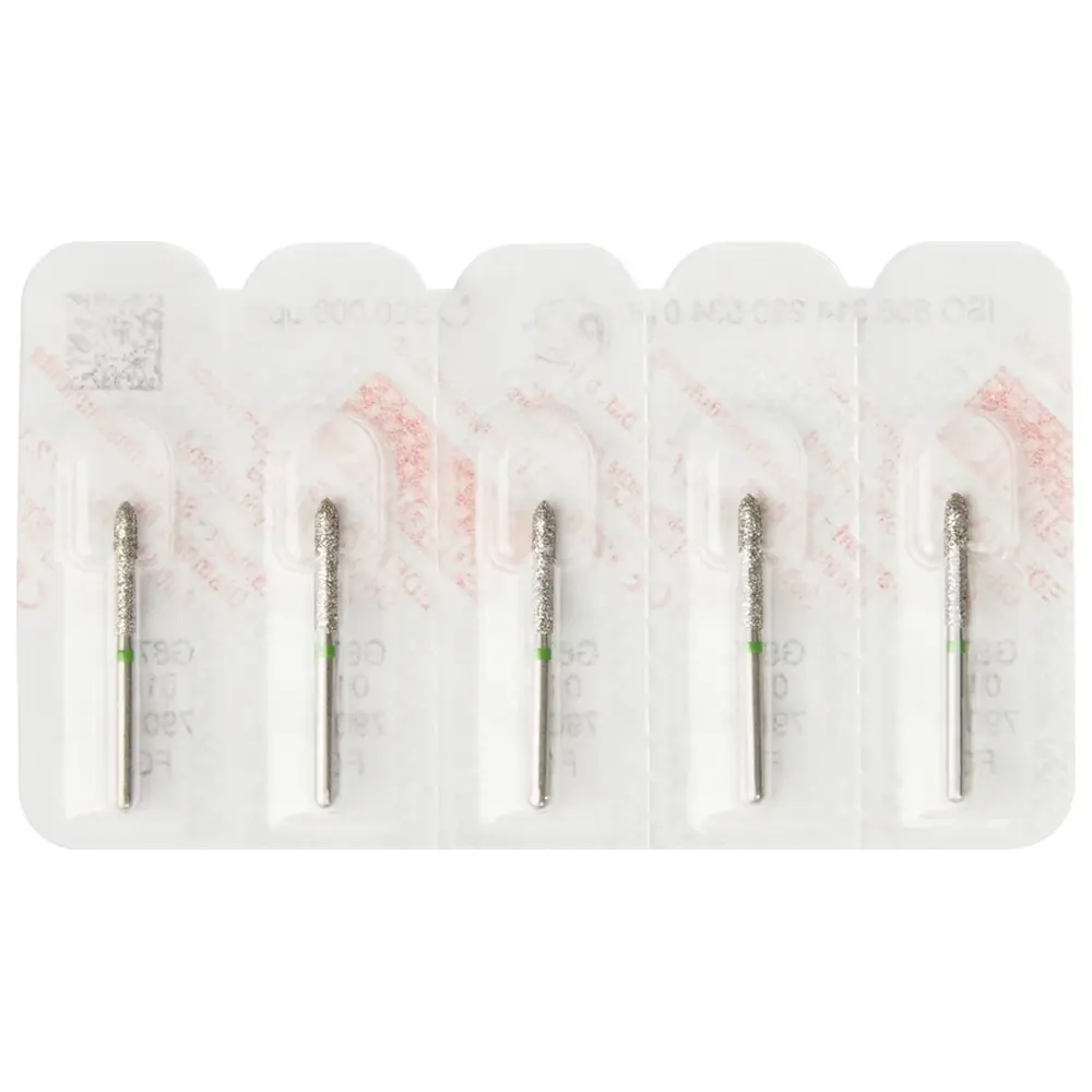 Edenta Diamanten 879 - Packung 5 Stück grün grob, FG, Figur 290 Torpedo zylindrisch, 10 mm, ISO 018