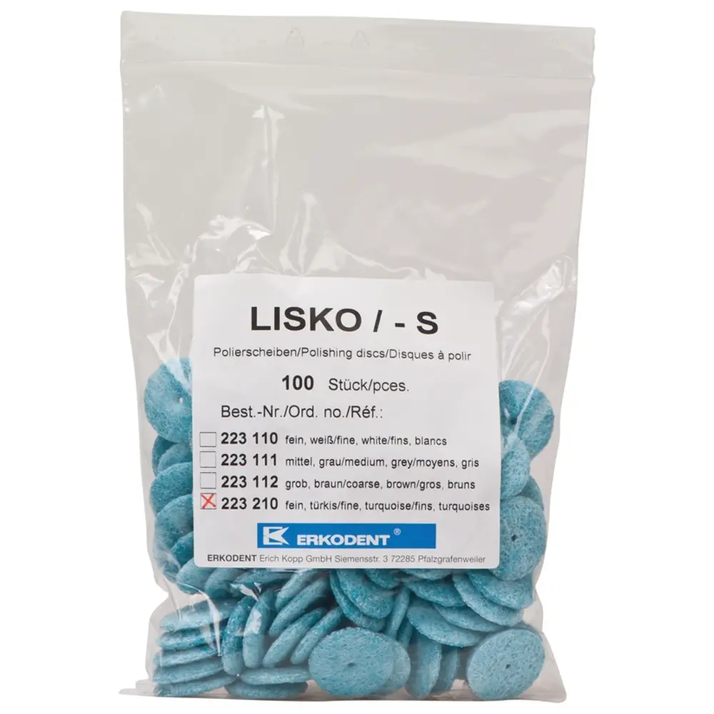 ERKODENT Lisko-S - Packung 100 Stück unmontiert, türkis, 4 Stützscheiben