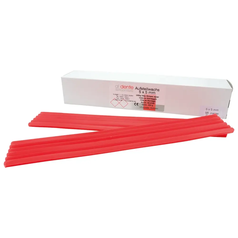 al dente Dentalprodukte Aufstellwachs - Packung 220 g Stripes 5 x 5 mm, rosa