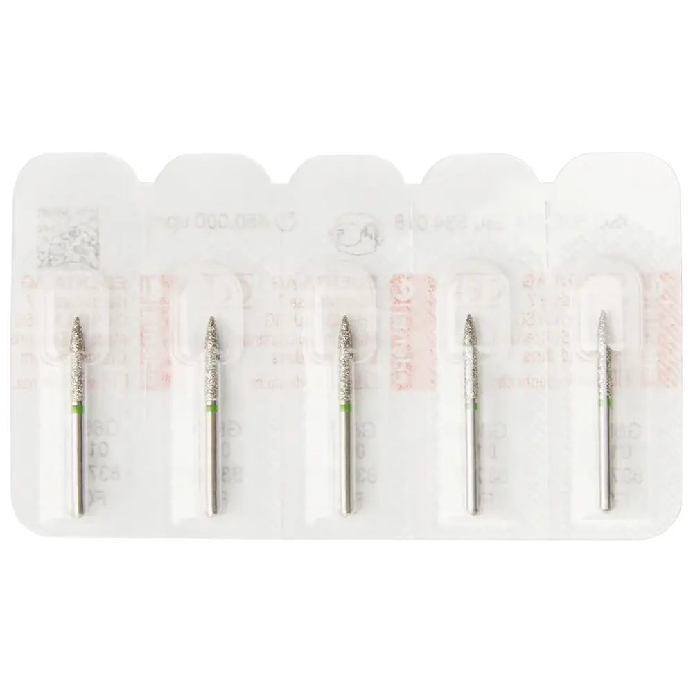 Edenta Diamanten 863 - Packung 5 Stück grün grob, FG, Figur 250 Flamme, 10 mm, ISO 018