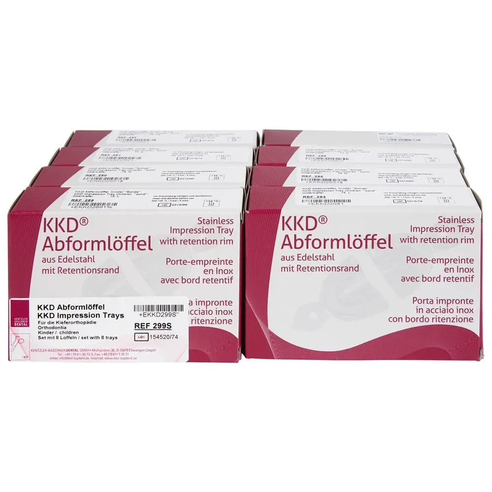 Kentzler-Kaschner KKD® Abformlöffel Kieferorthopädie - Satz 8 Löffel voll