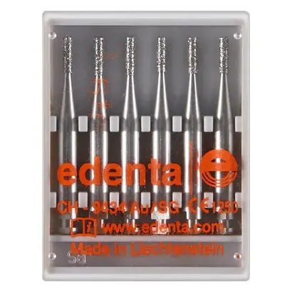 Edenta Diamanten 835 - Packung 6 Stück Standard RA, Figur 107 Zylinder flach, 4 mm, ISO 010