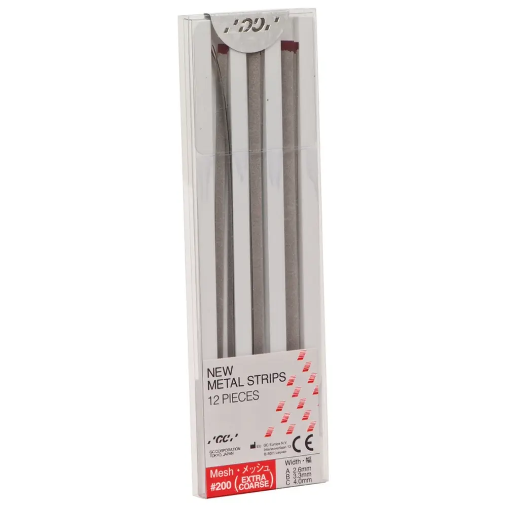 GC NEW METAL STRIPS - Packung 12 Stück (4 x 2,6 mm, 4 x 3,3 mm, 4 x 4 mm), Körnung 200
