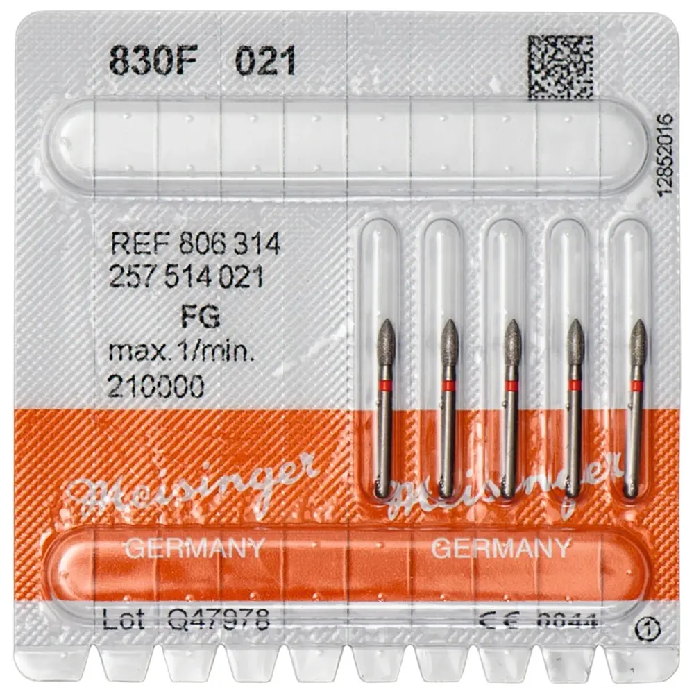 Hager & Meisinger Diamanten 830 - Packung 5 Stück rot fein, FG, Figur 257 Birne, 5 mm, ISO 021