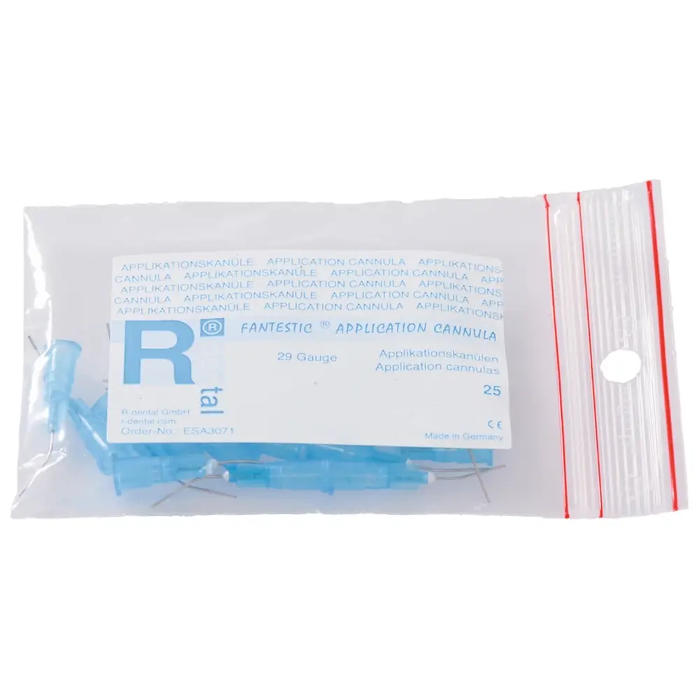 R-Dental FANTESTIC® APPLIKATIONSKANÜLEN 25G - Beutel 25 Stück blau, gewinkelt, 25 Gauge