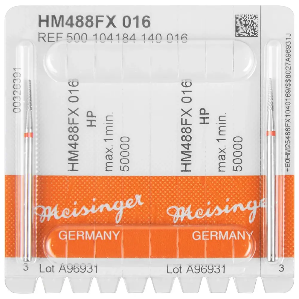 Hager & Meisinger HM-Fräser FX - Packung 2 Stück kreuzverzahnt, rot fein, HP, Figur 184, 8 mm, ISO 016
