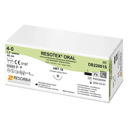 Resorba Medical GmbH Resotex Oral Nahtmaterial HRT18 4/0 schwarz Pa 12