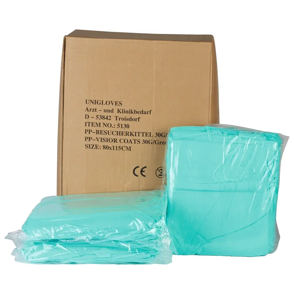 Unigloves PP-Besuchermantel - Packung 100 Stück grün