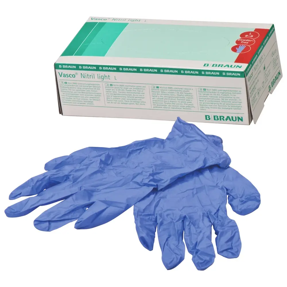 B. Braun Vasco® Nitril light - Packung 100 Stück puderfrei, blau, L