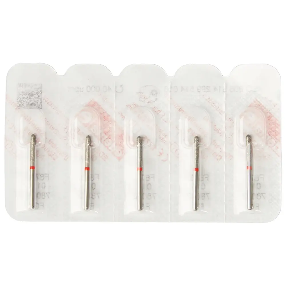 Edenta Diamanten 878 - Packung 5 Stück rot fein, FG, Figur 289 Torpedo zylindrisch, 8 mm, ISO 016