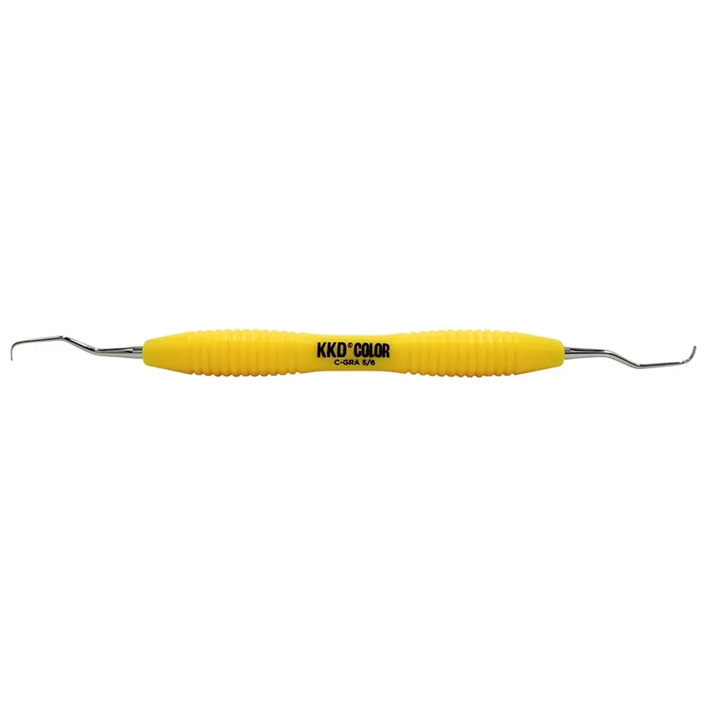 Kentzler-Kaschner KKD® COLOR Gracey Kürette - Stück Figur 5/6, für Präm./Frontz., gelb, mit ergonomischem Silicongriff
