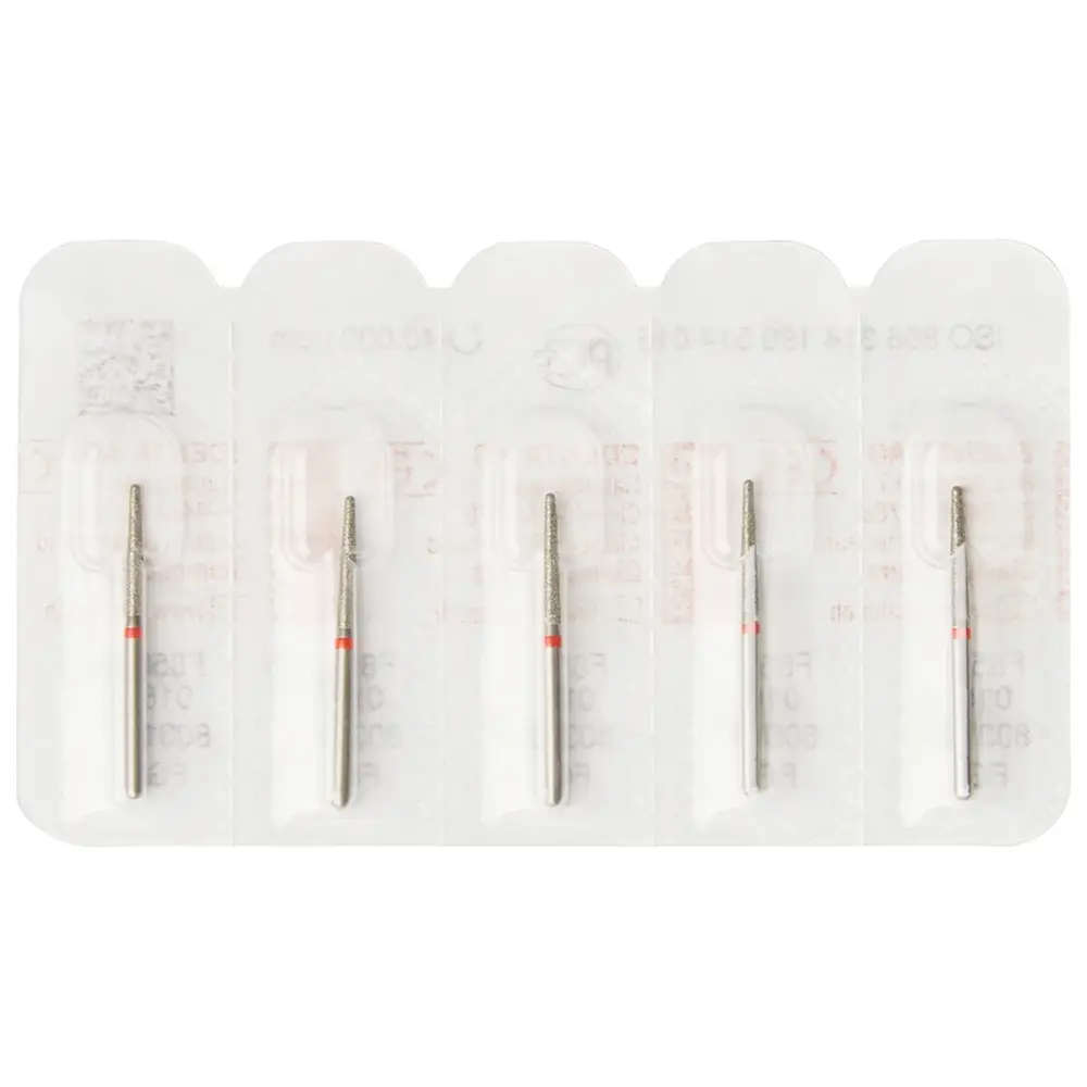 Edenta Diamanten 850 - Packung 5 Stück rot fein, FG, Figur 199 Konus rund, 10 mm, ISO 016