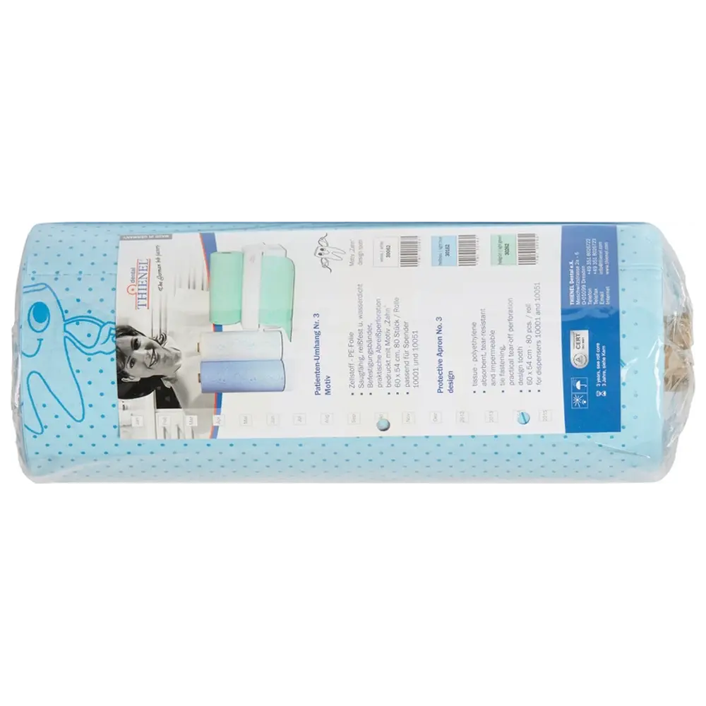 THIENEL Dental Patientenumhang Nr. 3 - Rolle 80 Stück mit Motiv, blau, 60 x 54 cm