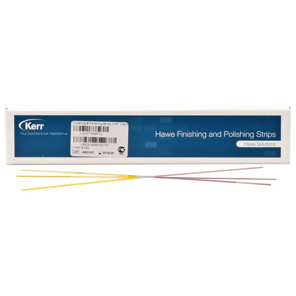 Kerr Finier- und Polierstrips - Packung 100 Stück 3,9 mm breit, fein/extra fein, gelb/rosa