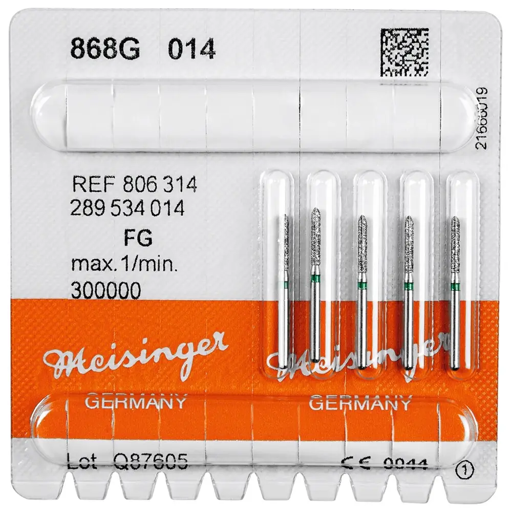 Hager & Meisinger Diamanten 868 - Packung 5 Stück grün grob, FG, Figur 289 Torpedo, 8 mm, ISO 014