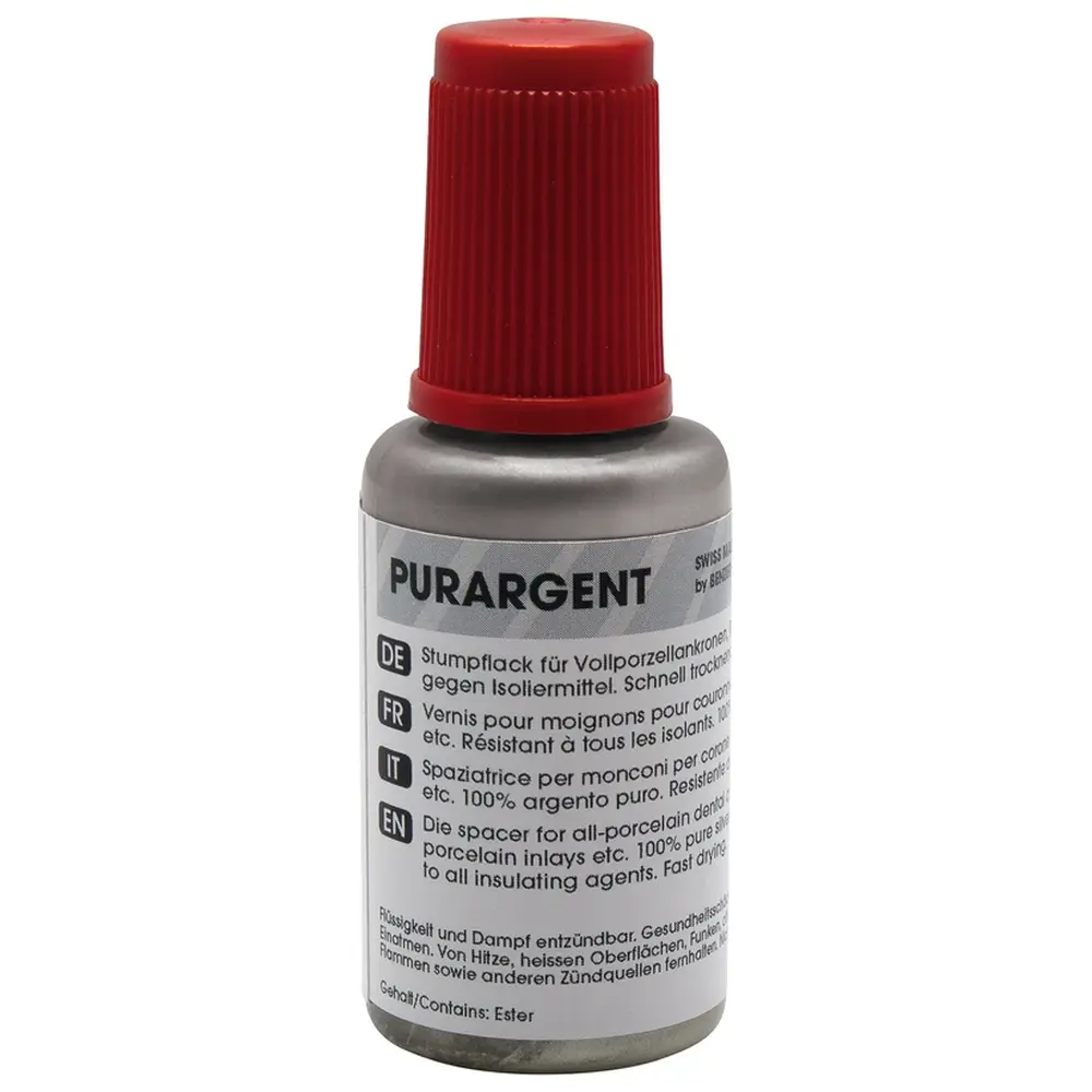 Benzer Dental AG Purargent - Flasche 20 ml Stumpflack, silber Benzer Dental AG Purargent - Flasche 20 ml Stumpflack, silber