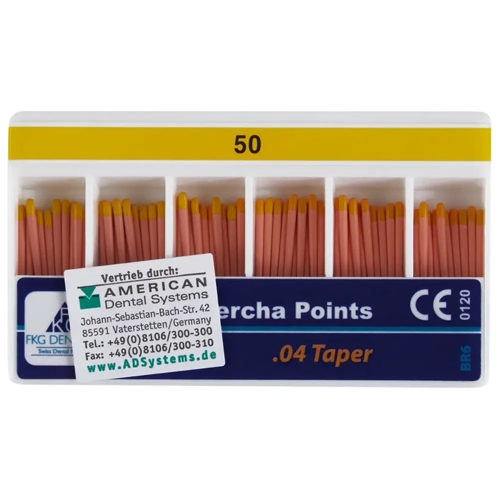 American Dental FKG Gutta Percha - Packung 60 Stück Taper.04 ISO 050