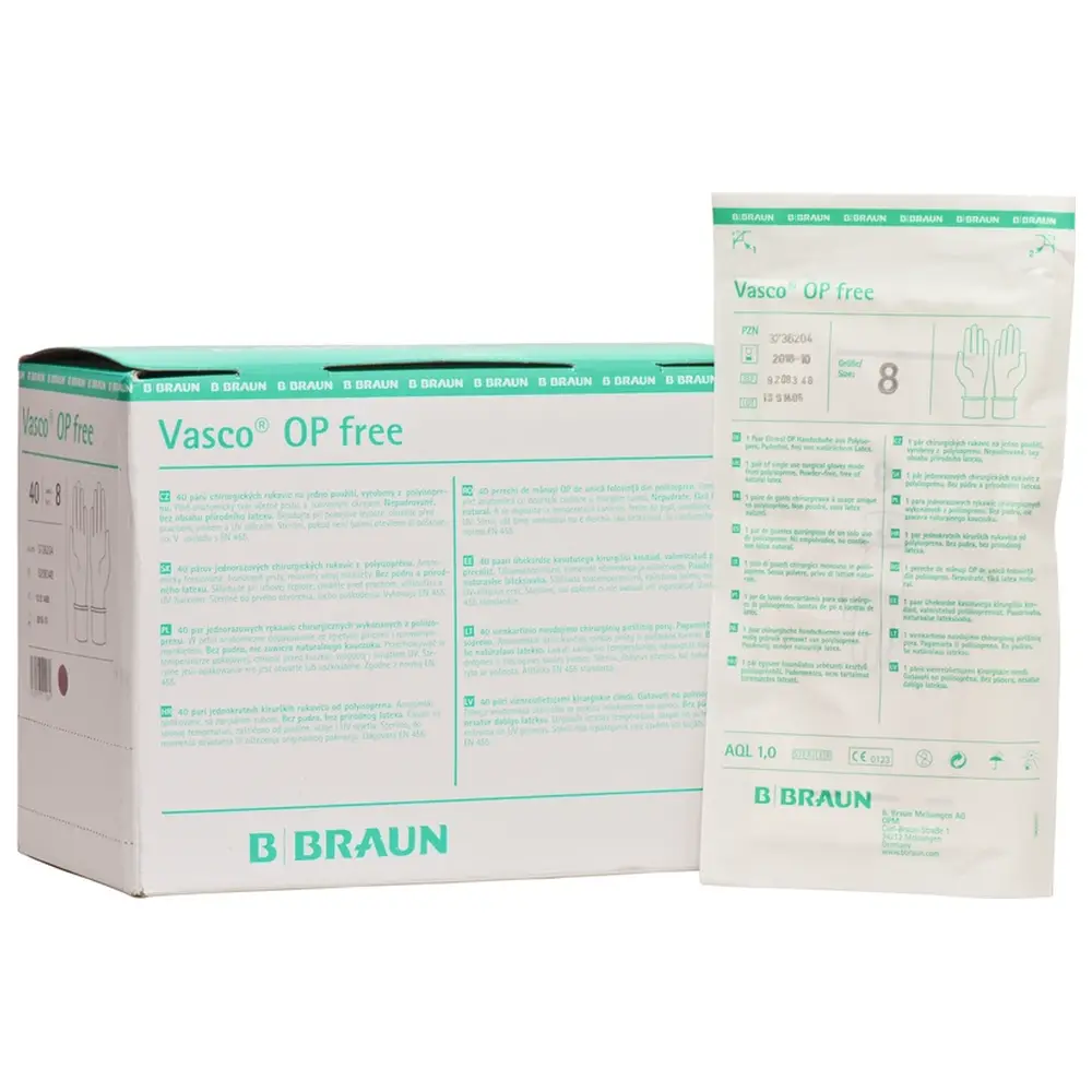 B. Braun Vasco® OP free - Packung 40 Paar puderfrei, naturweiß, Größe 8