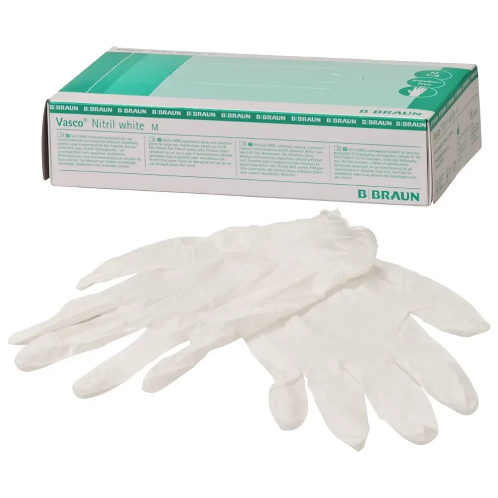 B. Braun Vasco® Nitril white - Packung 100 Stück puderfrei, weiß, M