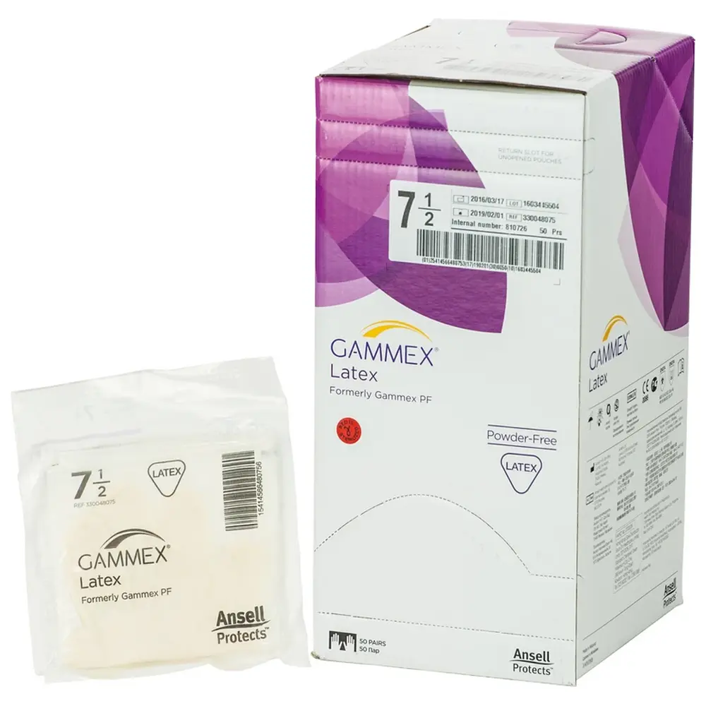 Ansell Gammex® Latex - Packung 50 Paar puderfrei, natur, Größe 7,5