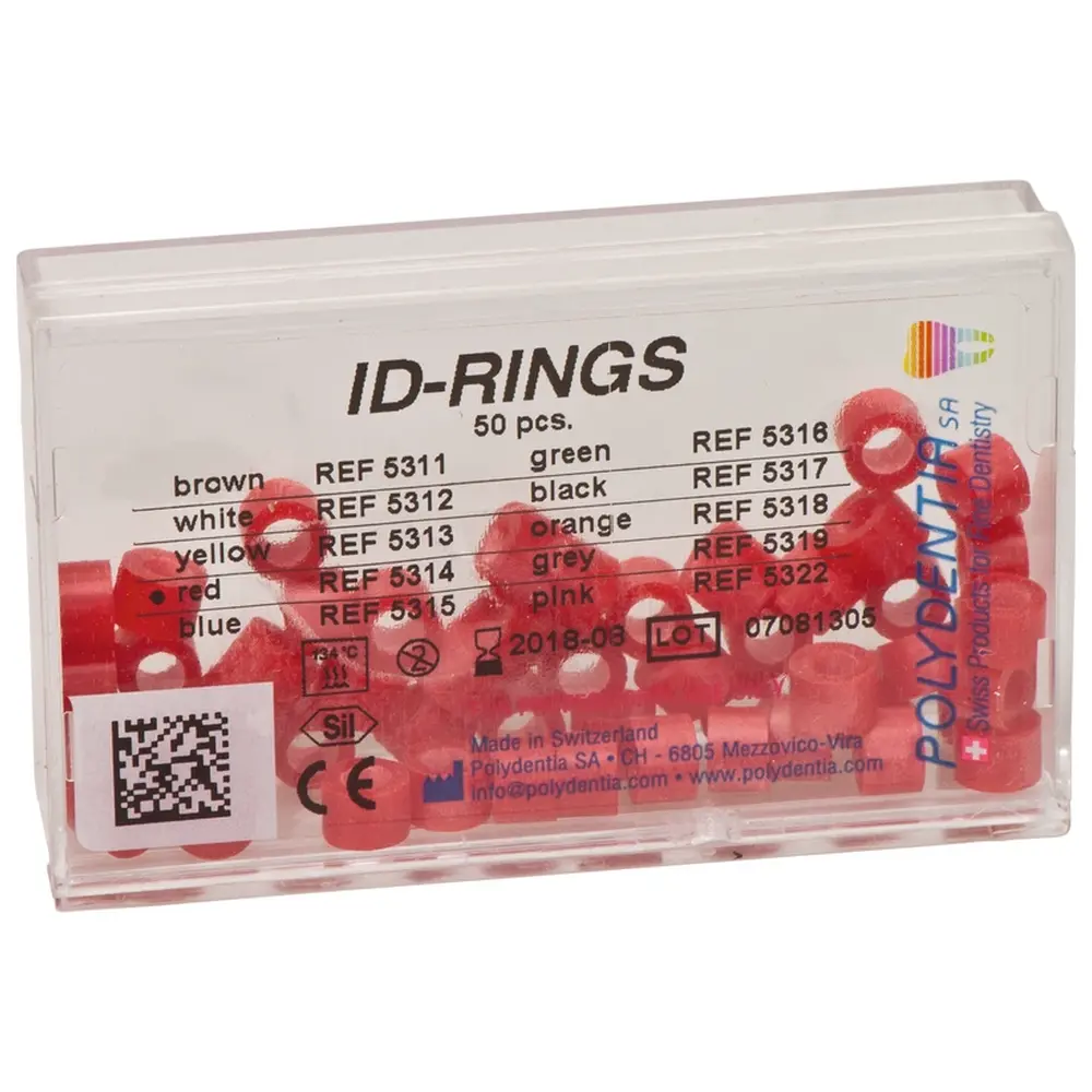 Polydentia SA ID Ringe - Packung 50 Stück rot