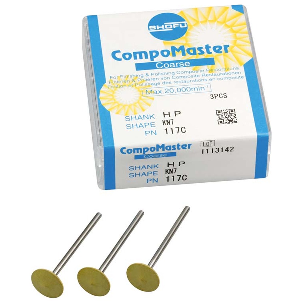 SHOFU CompoMaster - Packung 3 Stück hellgelb, HP gelb/weiß, Figur KN7, ISO 125