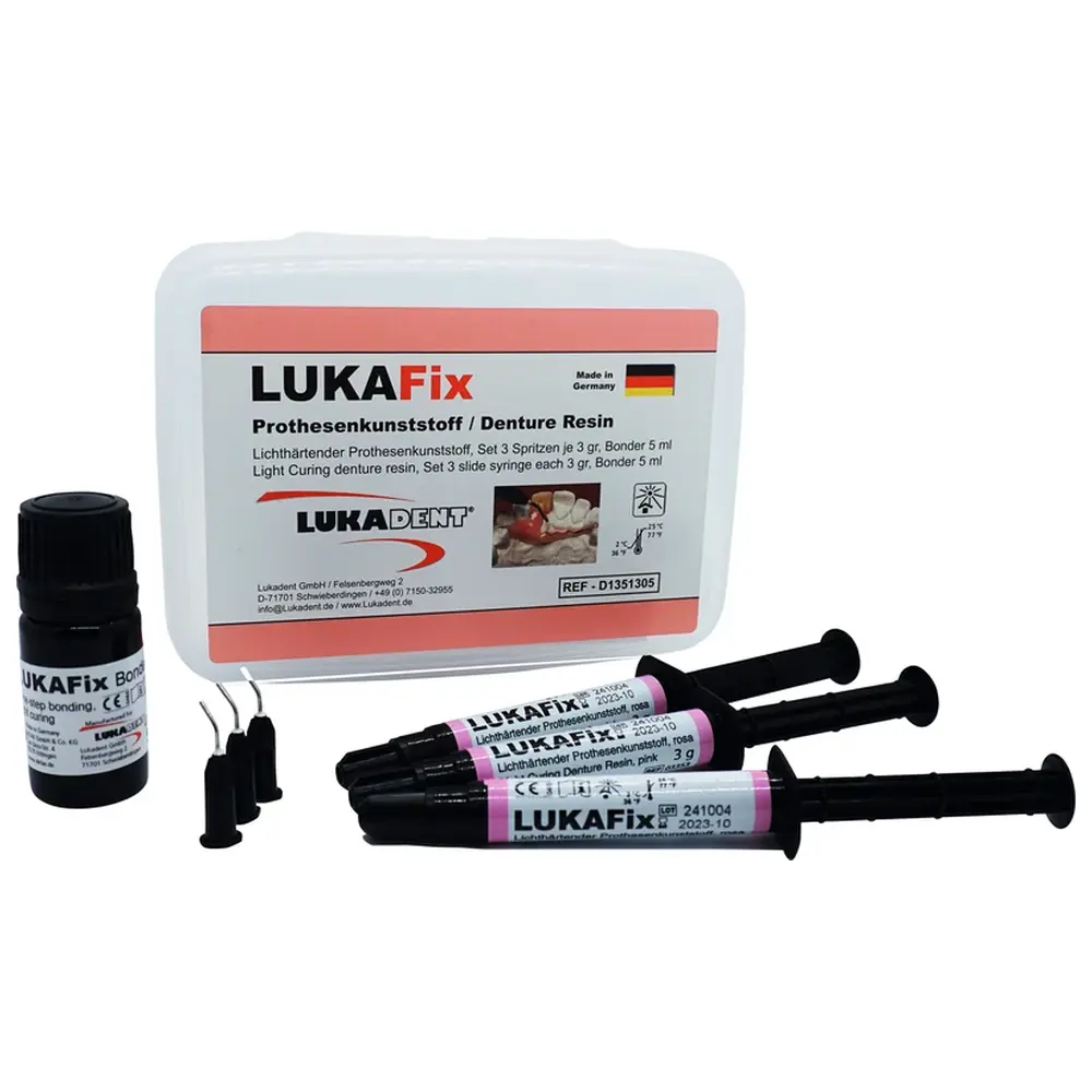 Lukadent LUKAFix - Set 3 x 3 g Spritze rosa, 5 ml Bonder Lukadent LUKAFix - Set 3 x 3 g Spritze rosa, 5 ml Bonder