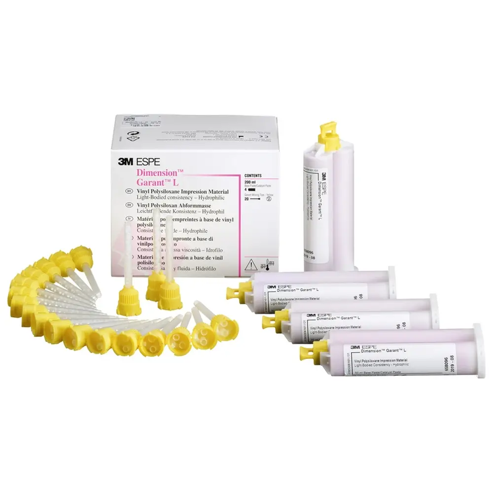 Solventum Dental Solutions Dimension™ - Refill Packung 4 x 50 ml Doppelkartusche, 20 Mischkanülen gelb, Garant L