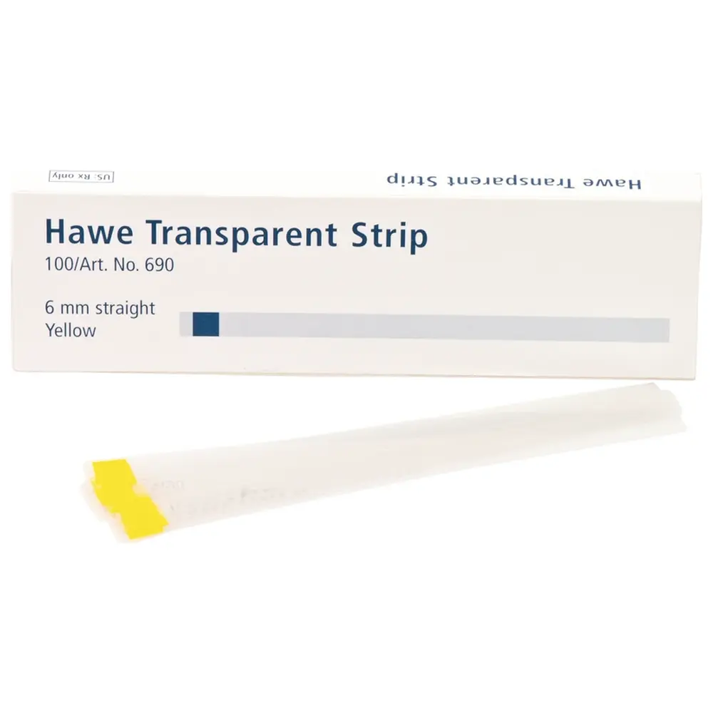 Kerr Strips transparent - Packung 100 Stück gelb, Länge 100 mm, Breite 6 mm, gerade