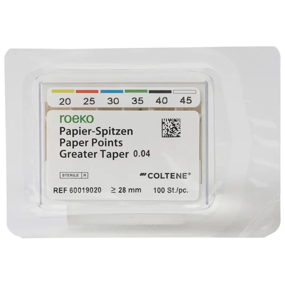 COLTENE roeko Papier-Spitzen Greater Taper - Sortiment 100 Stück Taper.04 ISO 020-045