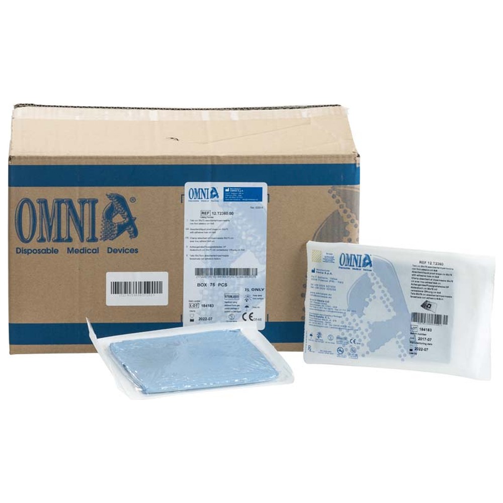 Omnia OP Abdecktuch mit verklebbarer Öffnung - Packung 75 Stück 50 x 75 cm