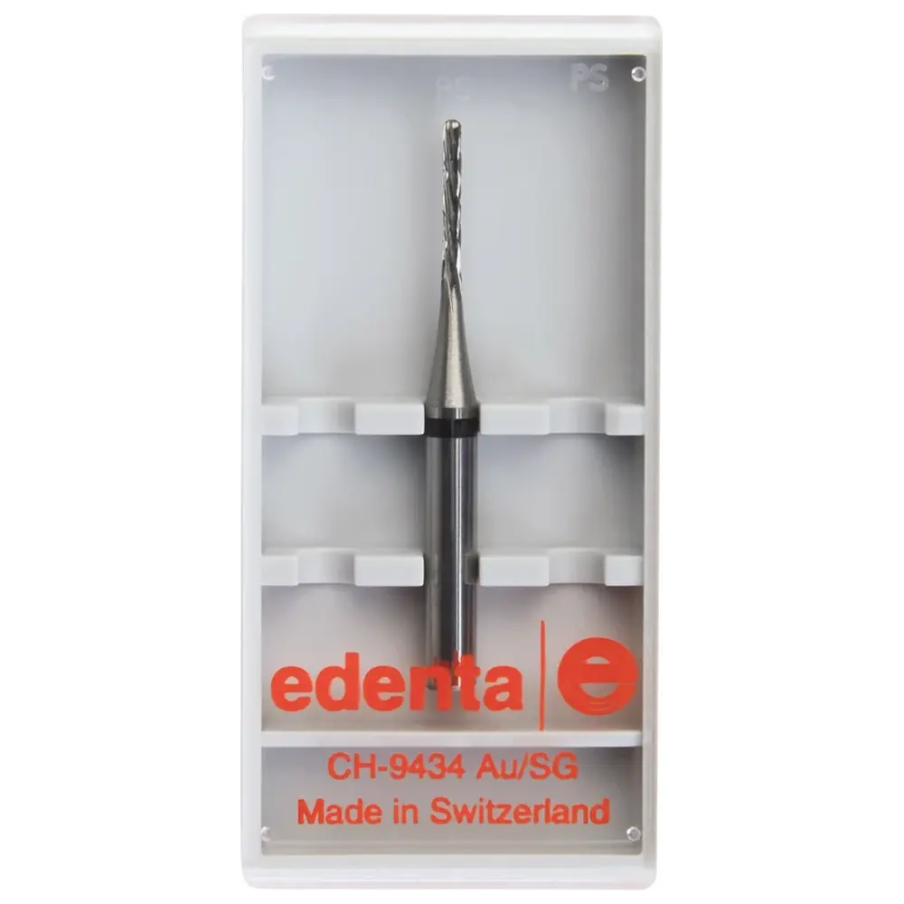 Edenta HM Parallelfräser 2635 - Stück Kreuzverzahnung, schwarz grob, HPK 123, Figur 137, 8 mm, ISO 010