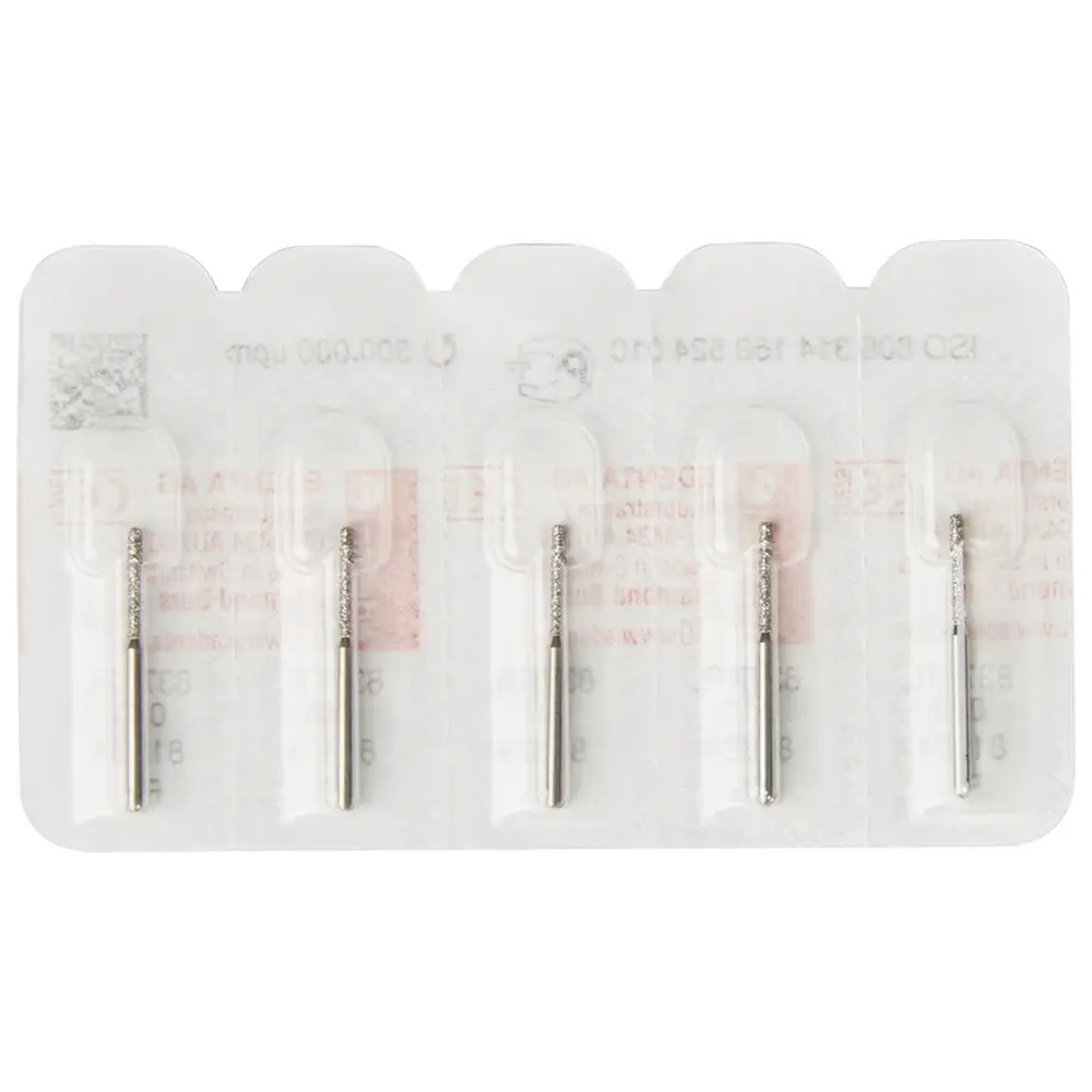 Edenta Diamanten 837KR - Packung 5 Stück Standard, FG, Figur 158 Zylinder Kante rund, 8 mm, ISO 010