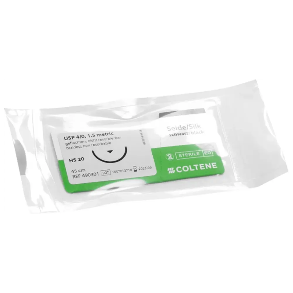 COLTENE roeko Sintraumal - Packung 12 Stück, Seide, schwarz, HS 20, Metric 1.5, USP 4/0