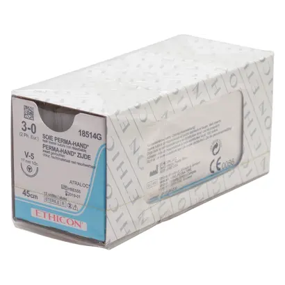 Johnson & Johnson International PH-Seide schwarz 45cm 3-0 V5 gefl.Stärke 2 Pa 12