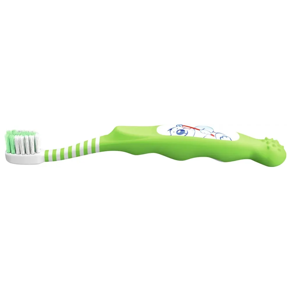 THIENEL Dental Kinderzahnbürsten Baby - Packung 10 Stück Bär, grün