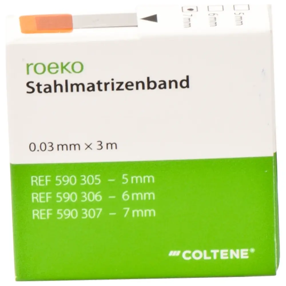 COLTENE roeko Stahlmatrizenband - Spender 3 m Band Breite 7 mm, Stärke 0,03 mm