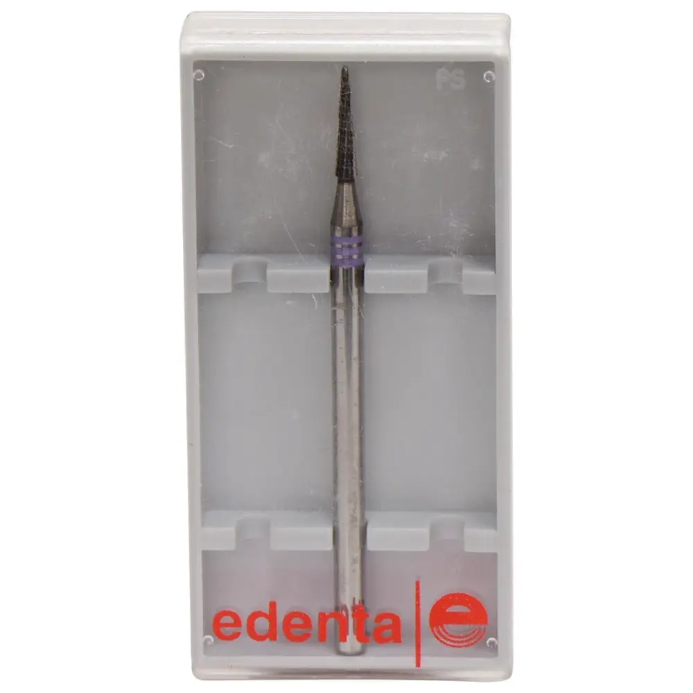Edenta HM-Fräser Schliff 25 - Stück Spiralverzahnung, 3 x violett superfein, HP, Figur 198, 8 mm, ISO 016