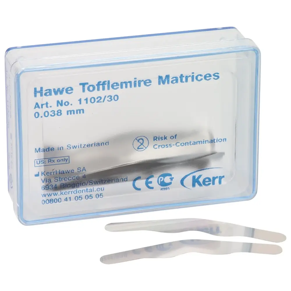 Kerr Matrizen nach Tofflemire - Packung 30 Stück Stärke 0,038 mm, Nr. 1102/30