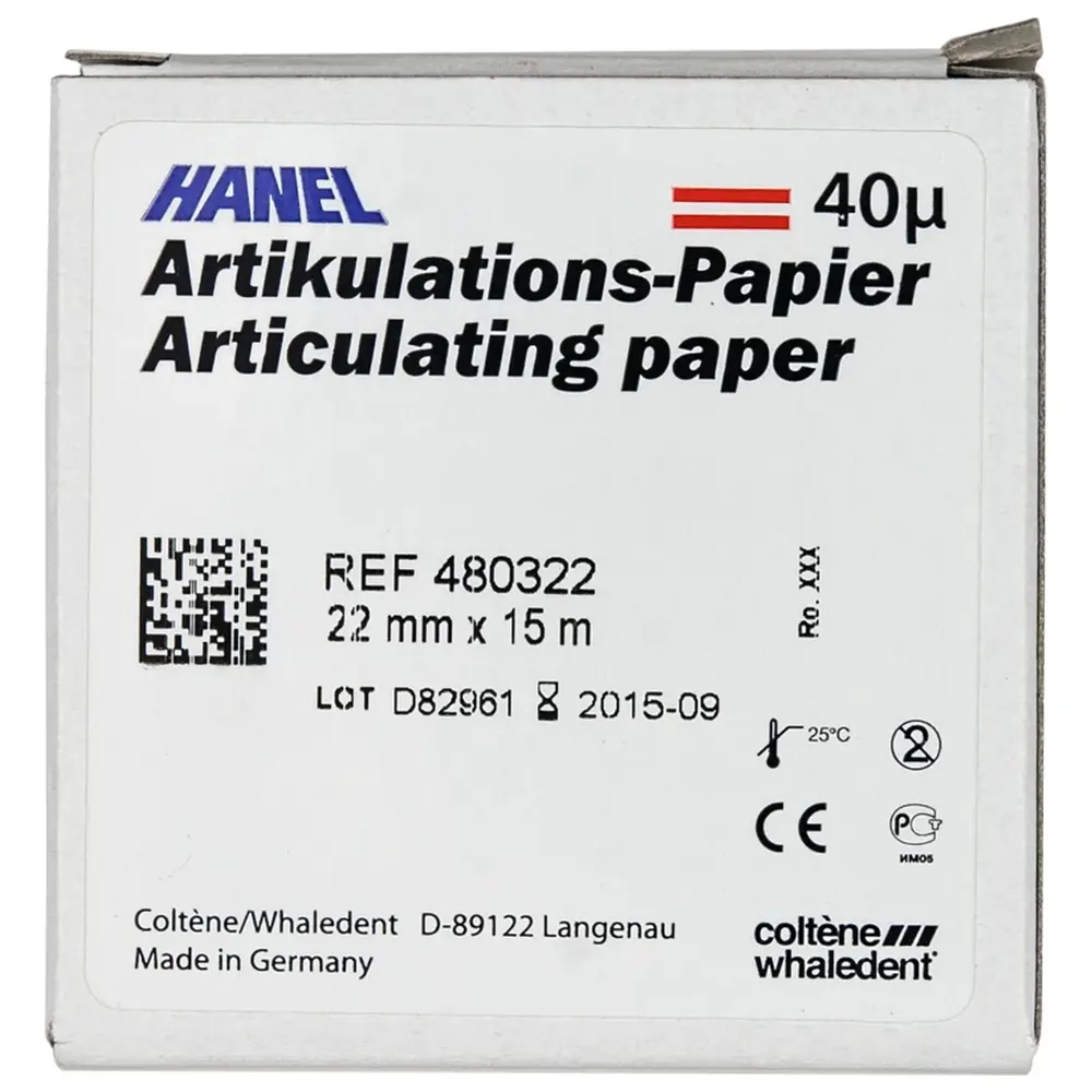 COLTENE HANEL Artikulations-Papier 40 µm - Rolle 15 m Artikulationspapier rot, 22 mm breit, 40 µm