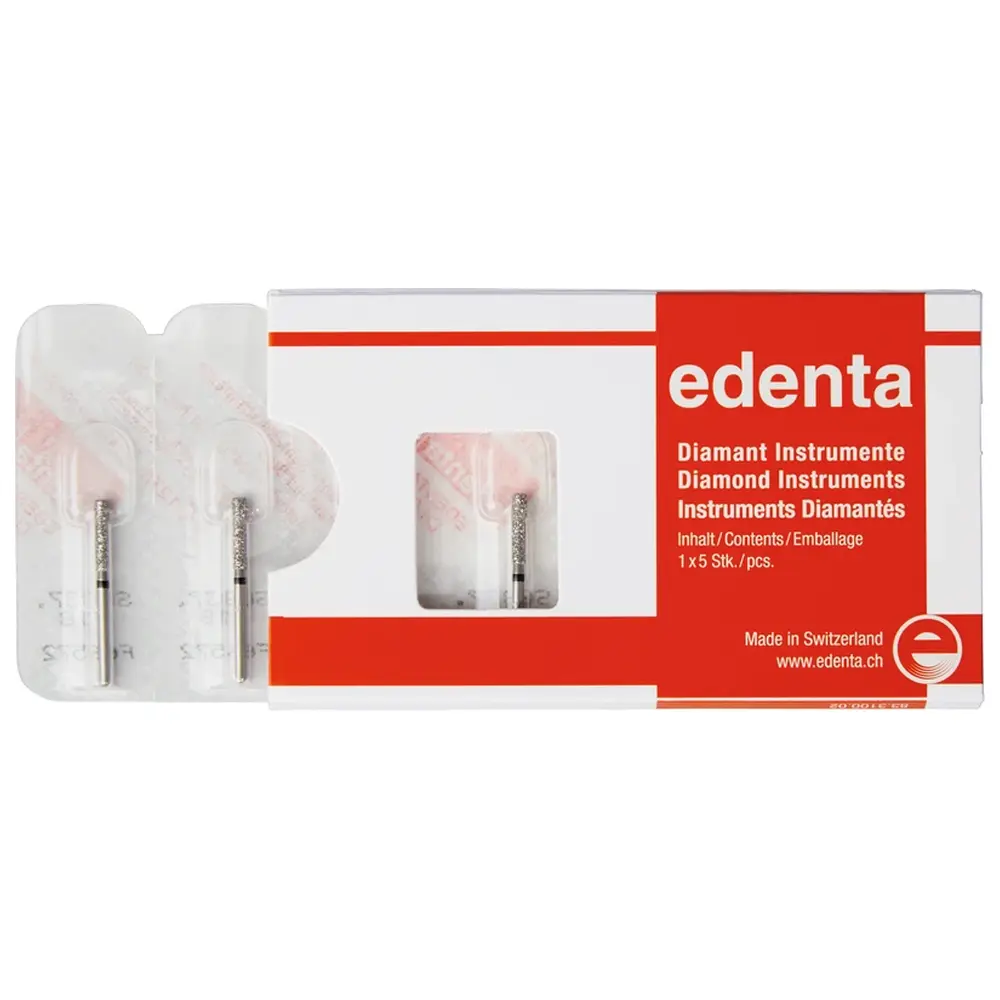 Edenta Diamanten 837 - Packung 5 Stück schwarz supergrob, FG, Figur 111 Zylinder flach, 8 mm, ISO 018