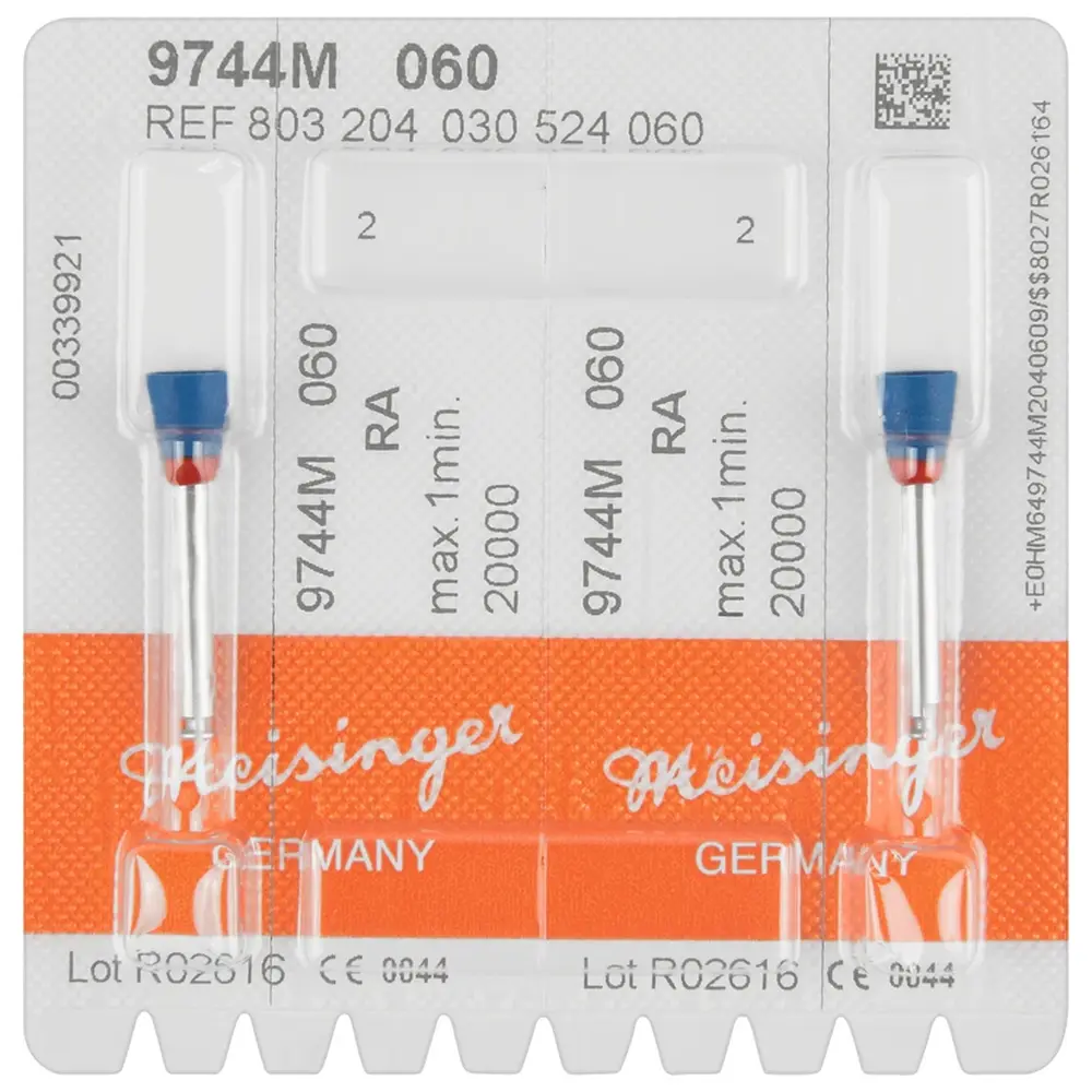 Hager & Meisinger Diamantpolierer 9744 - Packung 2 Stück blau mittel, RA, Figur 030, 7,5 mm, ISO 060