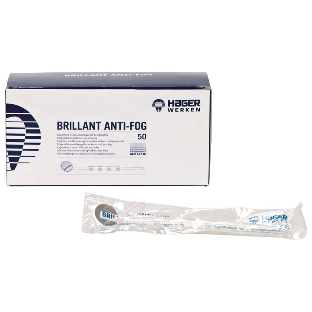 Hager & Werken BRILLANT Anti-Fog - Packung 50 Mundspiegel weiß